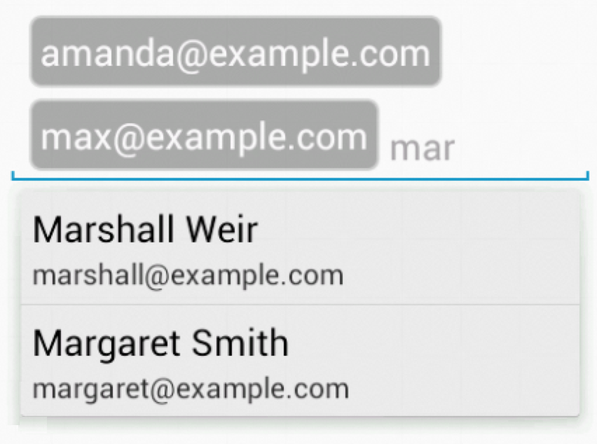 Screenshot of the Splitwise tokenized autocomplete library in action.